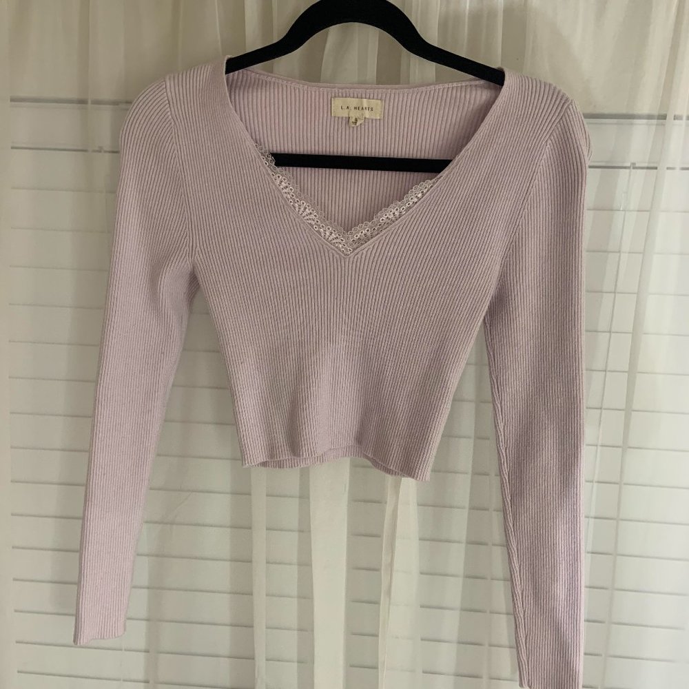 ribbed Light purple Pacsun cropped long sleeve